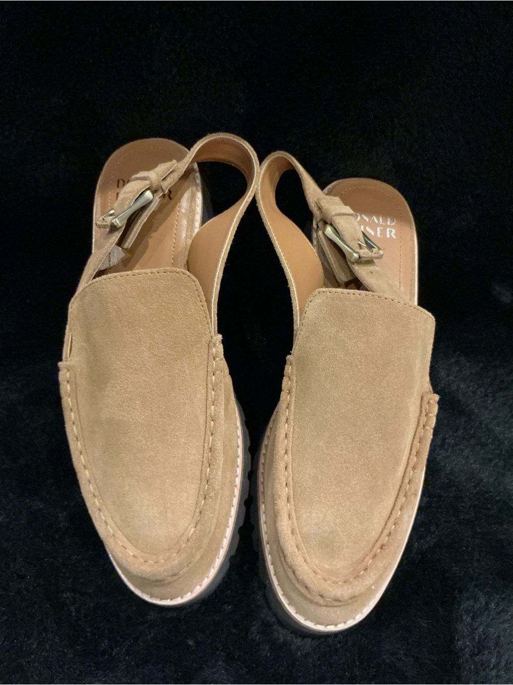 Donald Pliner Suede Slingback Loafers in Tan Size 8.5